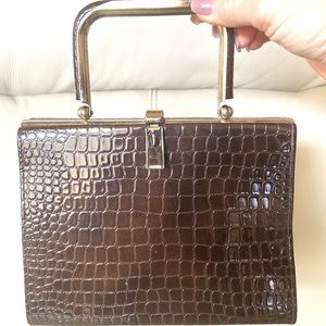 Retro Brown Patent Leather Purse with Personality!